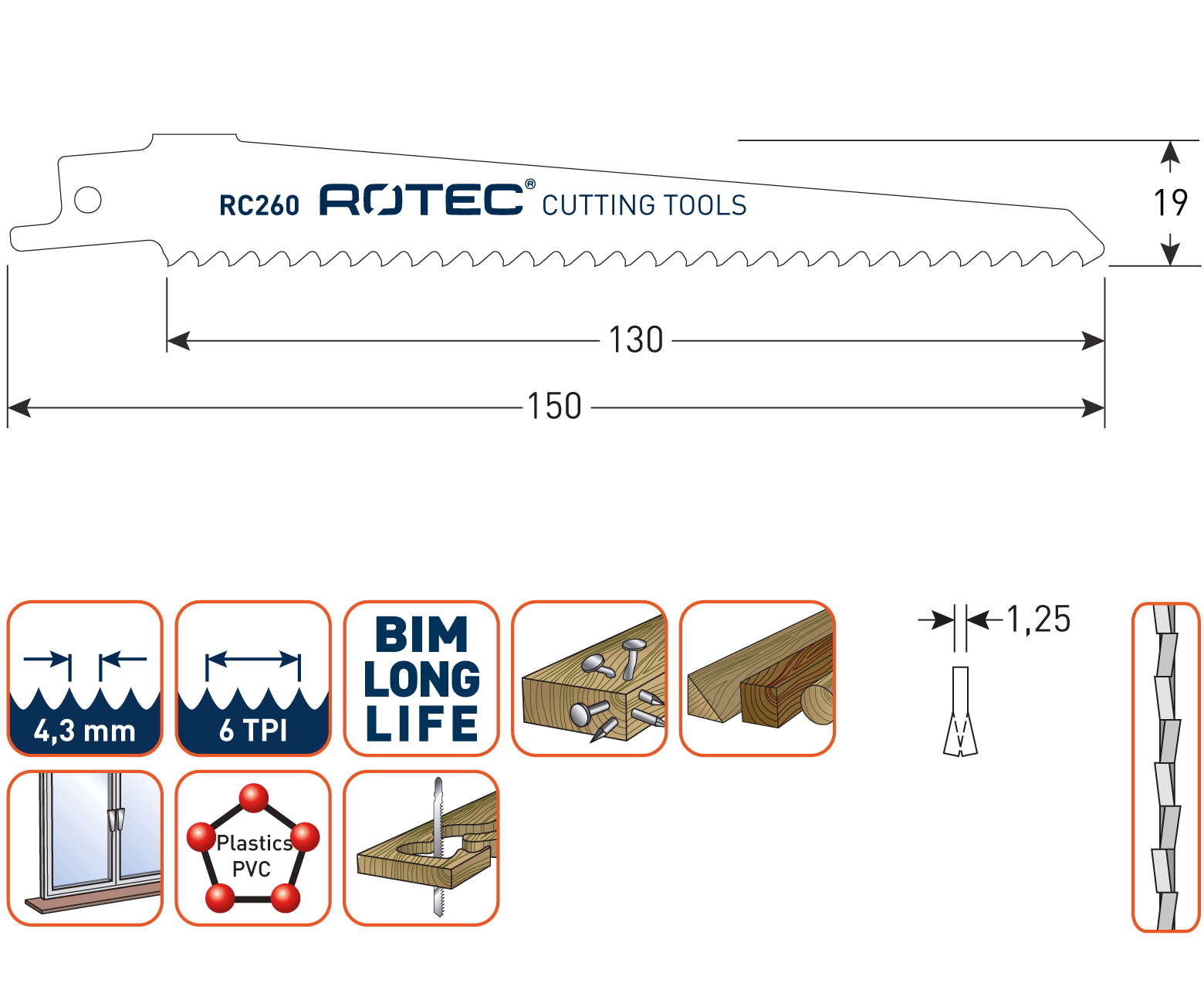 Reciprozaagblad RC260 / S611DF  set 5 stuks