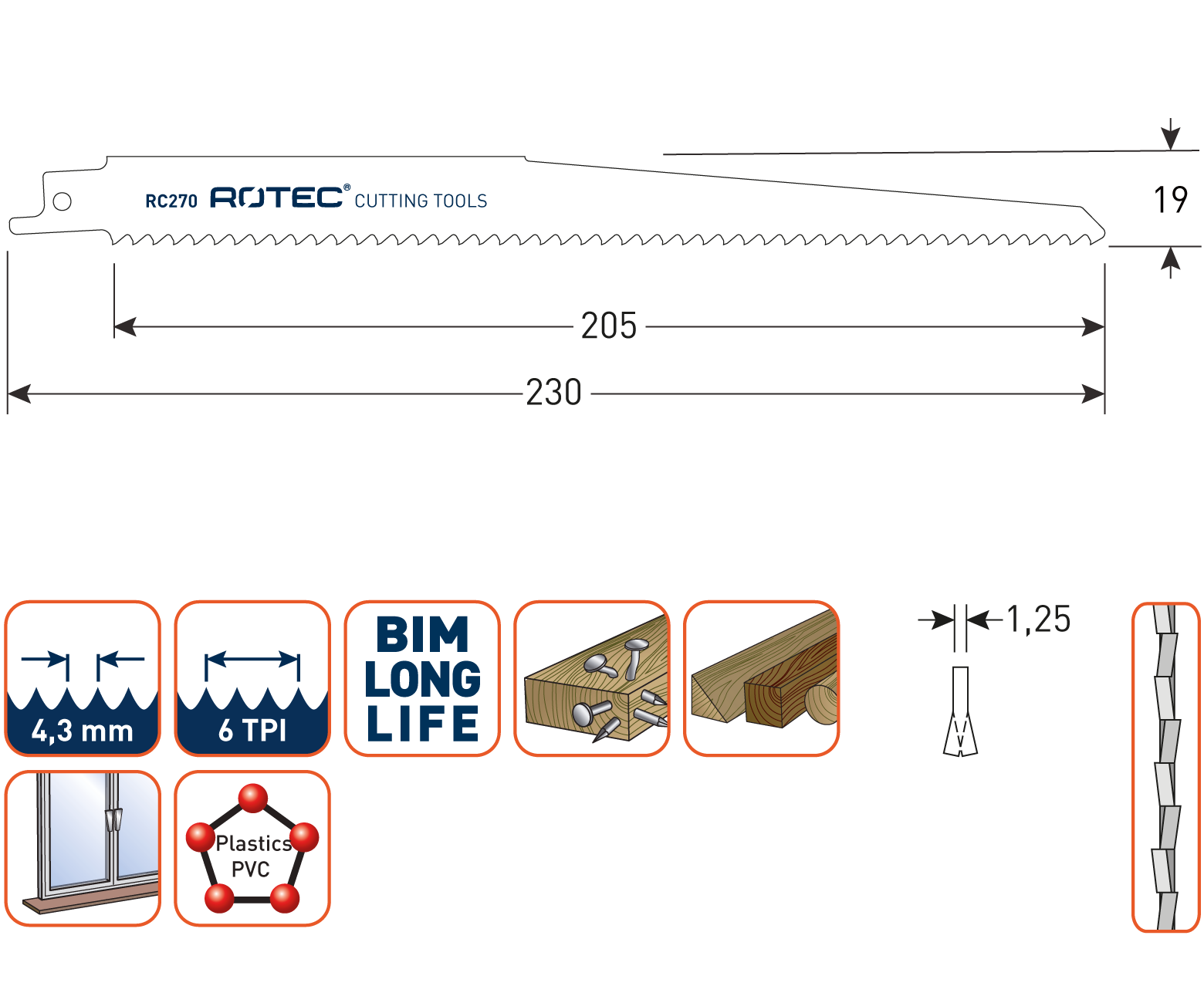 Reciprozaagblad RC270 / S1111DF  set 5 stuks