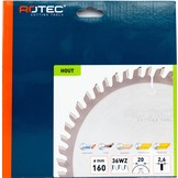 Rotec HM Zaagblad voor handmachine Ø160x20 Z36 WZ