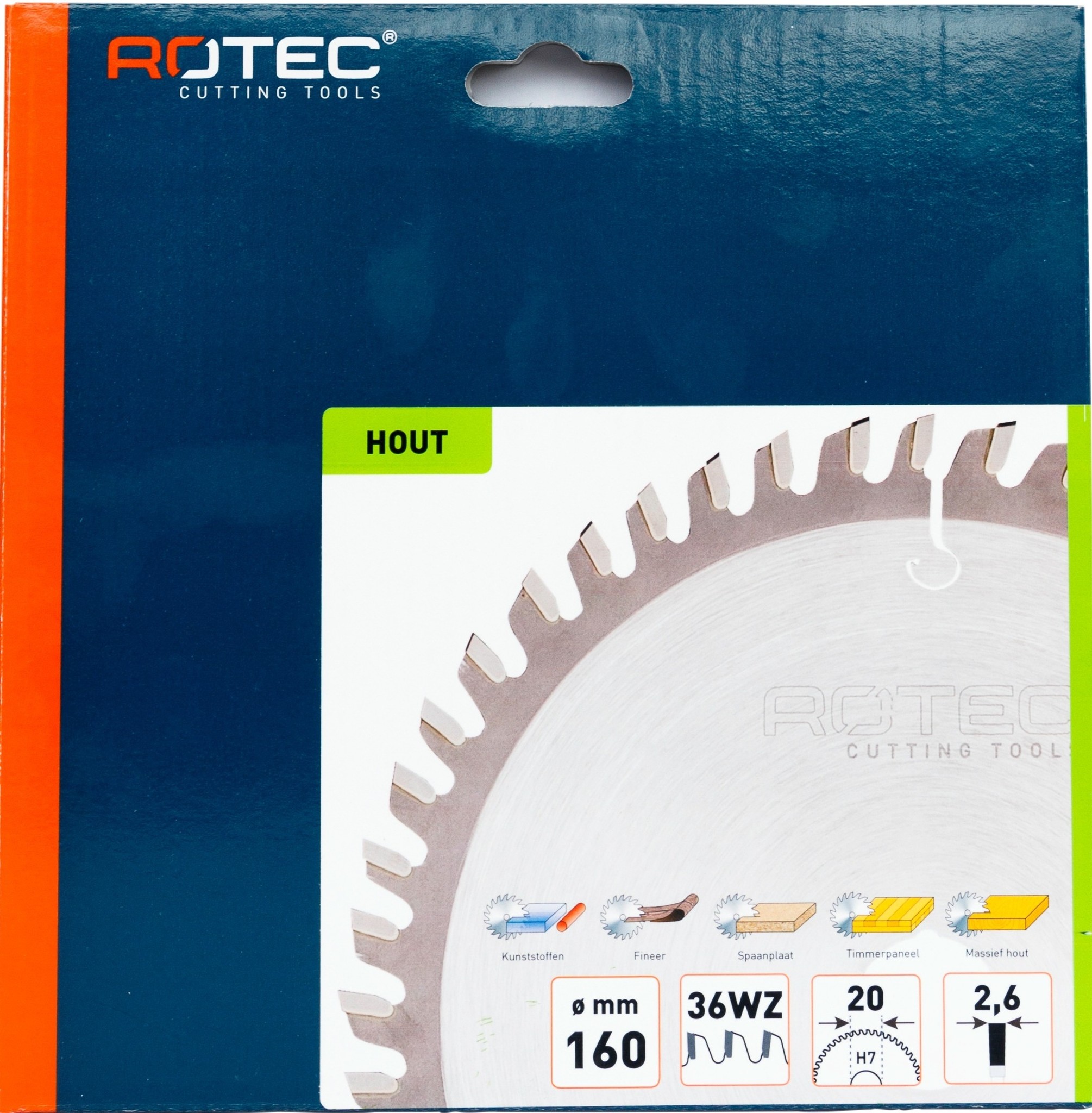 Rotec HM Zaagblad voor handmachine Ø160x20 Z36 WZ