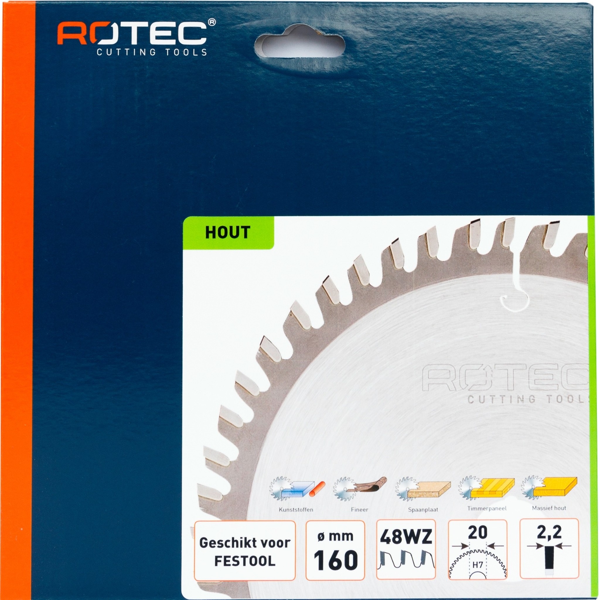 Rotec HM Zaagblad voor handmachine Ø160x20 Z48 WZ