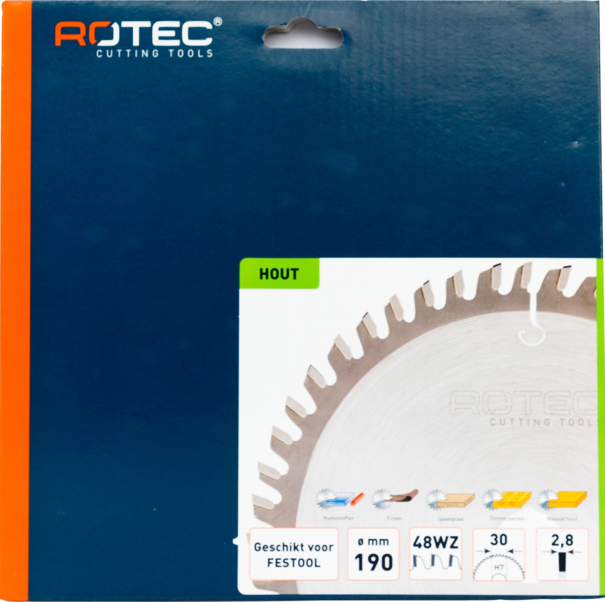 Rotec HM Zaagblad voor handmachine Ø190x30 Z48 WZ