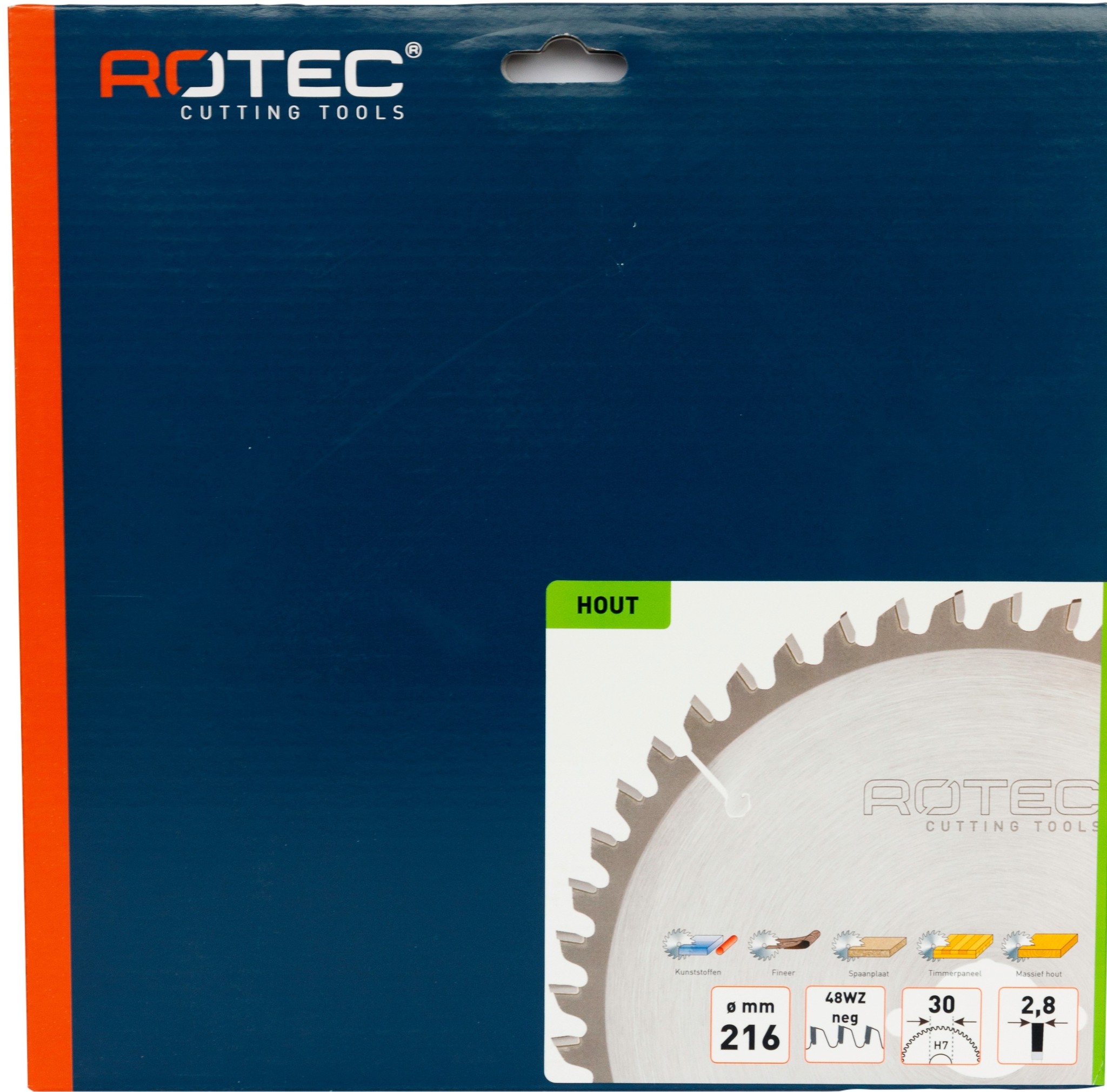 Rotec HM Zaagblad voor handmachine Ø216x30 Z48 WZ