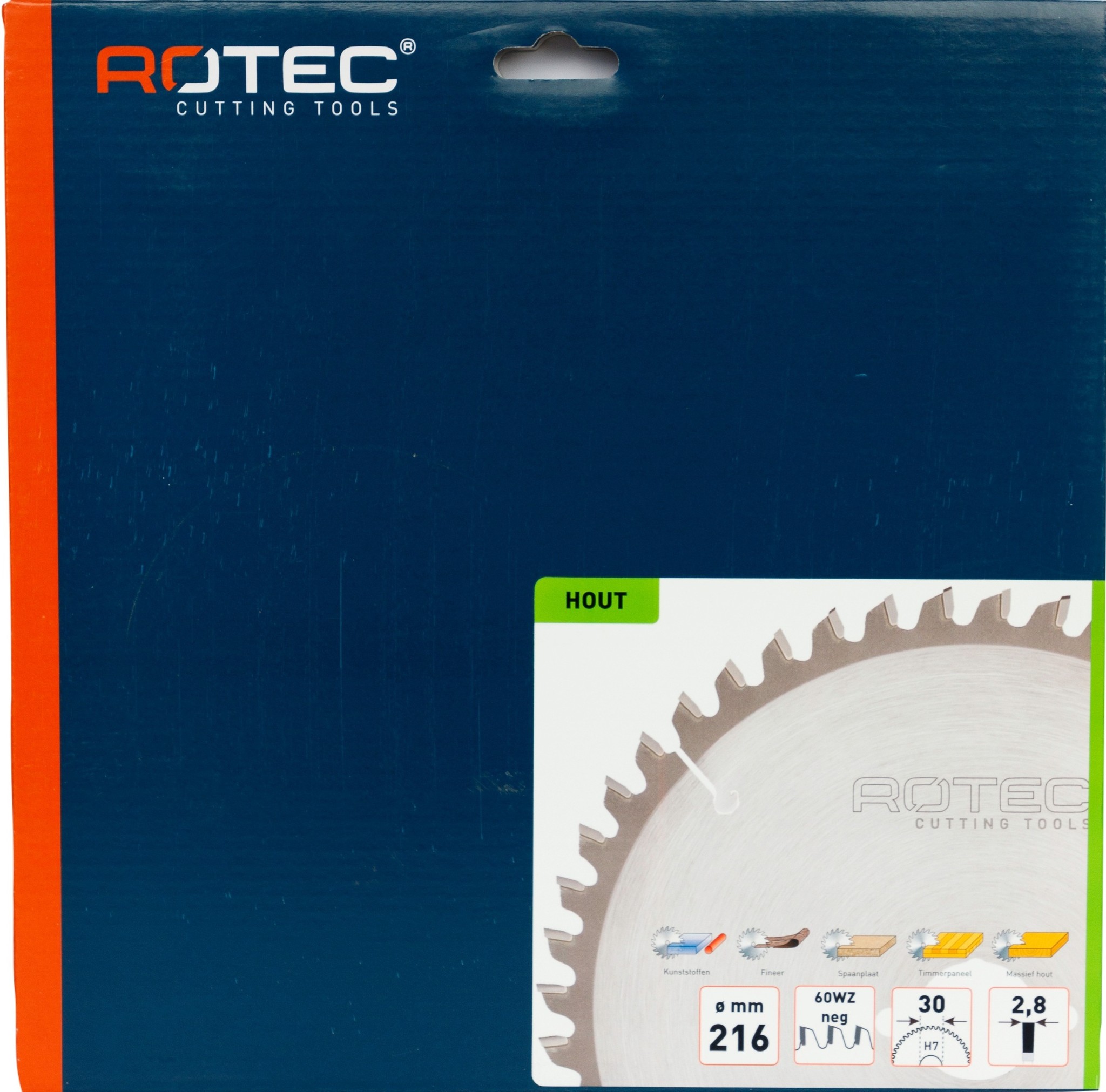 Rotec HM Zaagblad voor handmachine Ø216x30 Z60 WZ