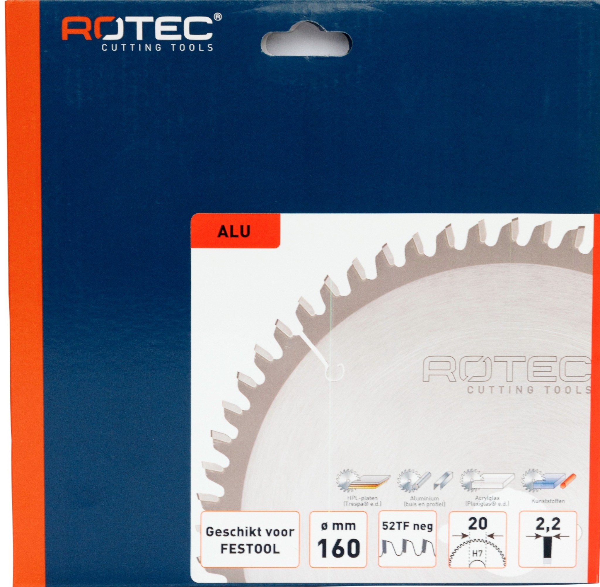 Rotec HM Zaagblad voor Nonferro metalen Ø160x20 Z52 TF neg