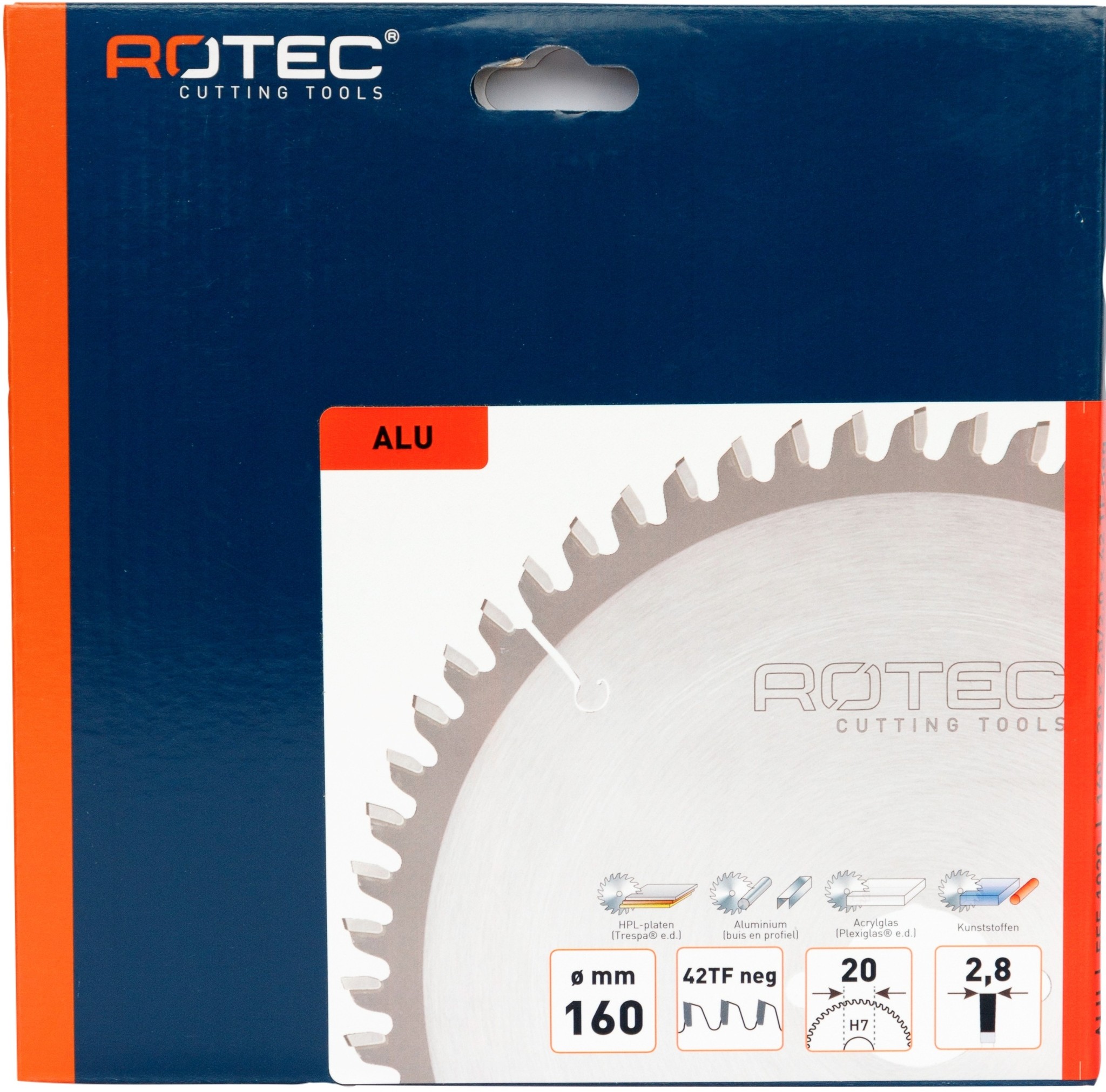 Rotec HM Zaagblad voor Nonferro metalen Ø160x20 Z42 TF neg