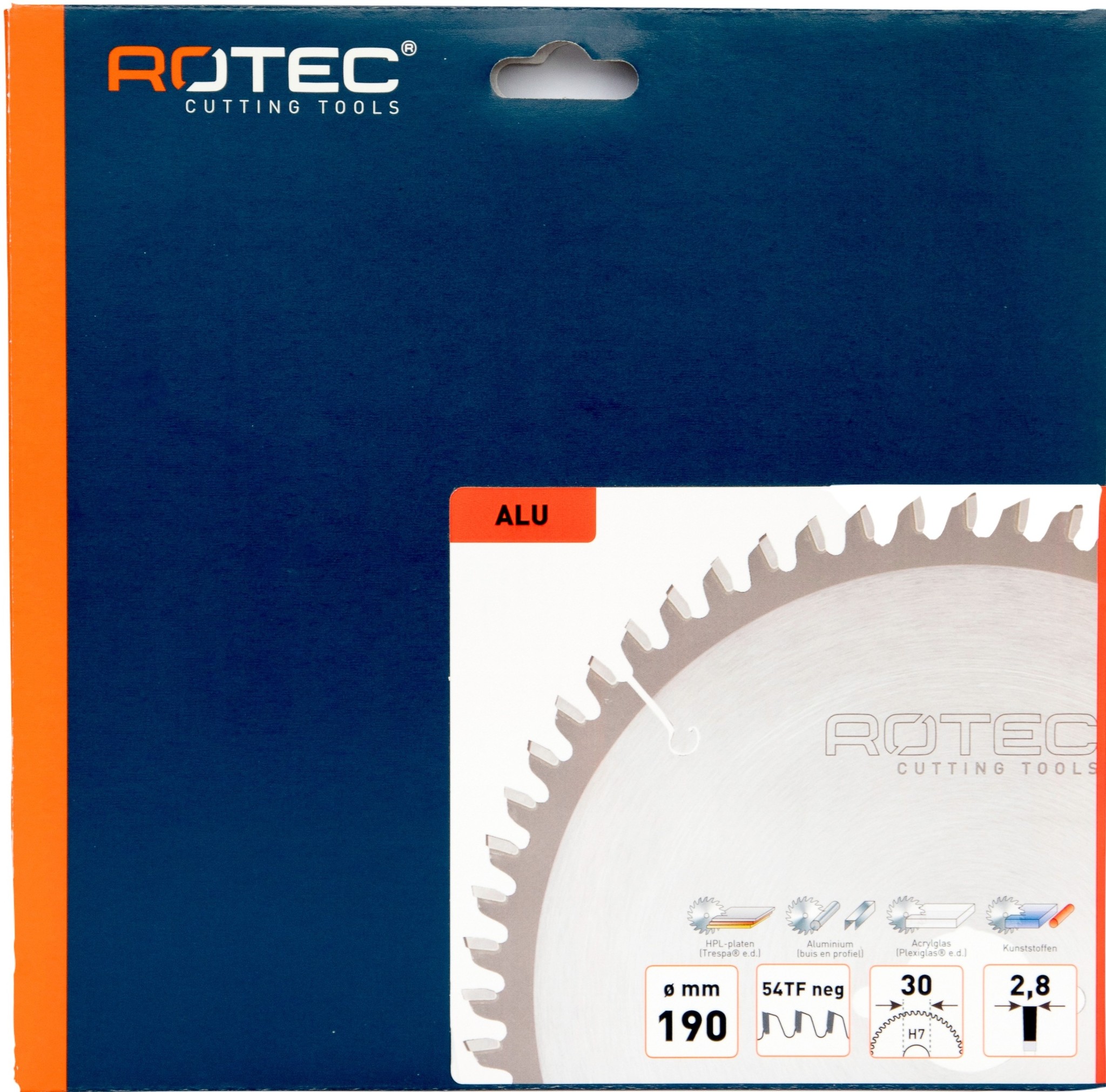 Rotec HM Zaagblad voor Nonferro metalen Ø190x30 Z54 TF neg