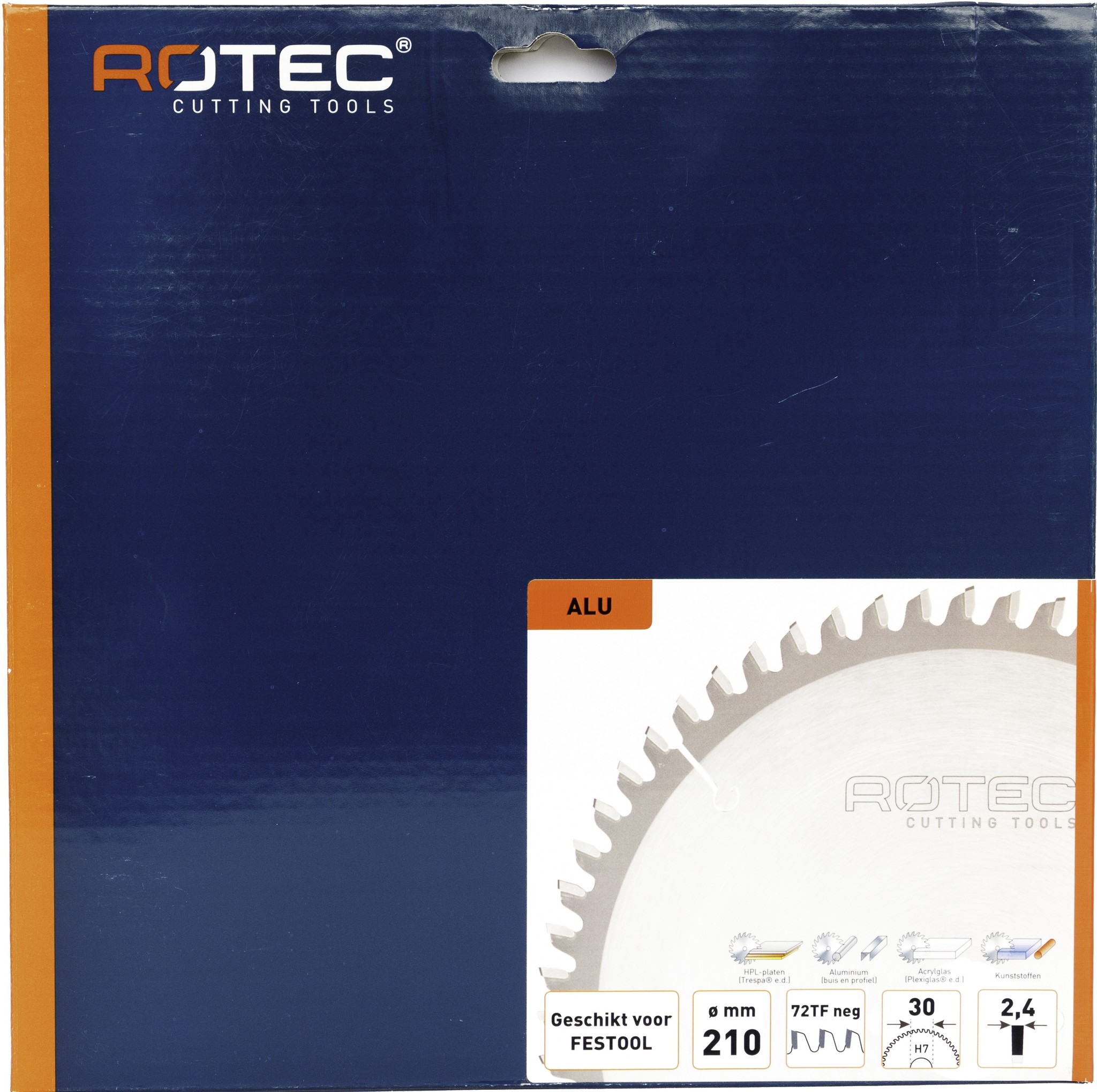 Rotec HM Zaagblad voor Nonferro metalen Ø210x30 Z72 TF neg