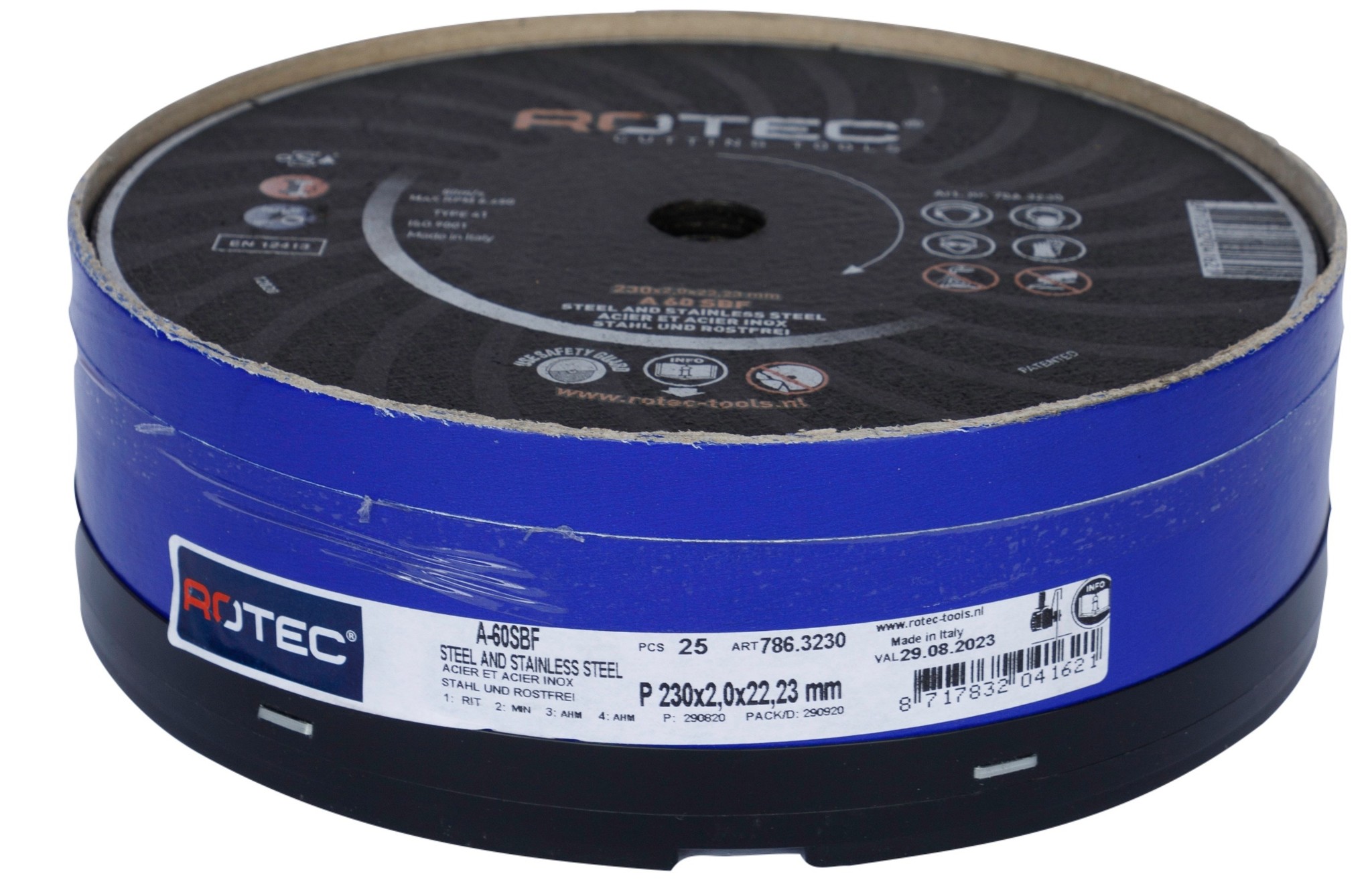 Rotec Doorslijpschijf t.b.v. staal en RVS  ø230x2,0xø22,2 Goldline (25 stuks)