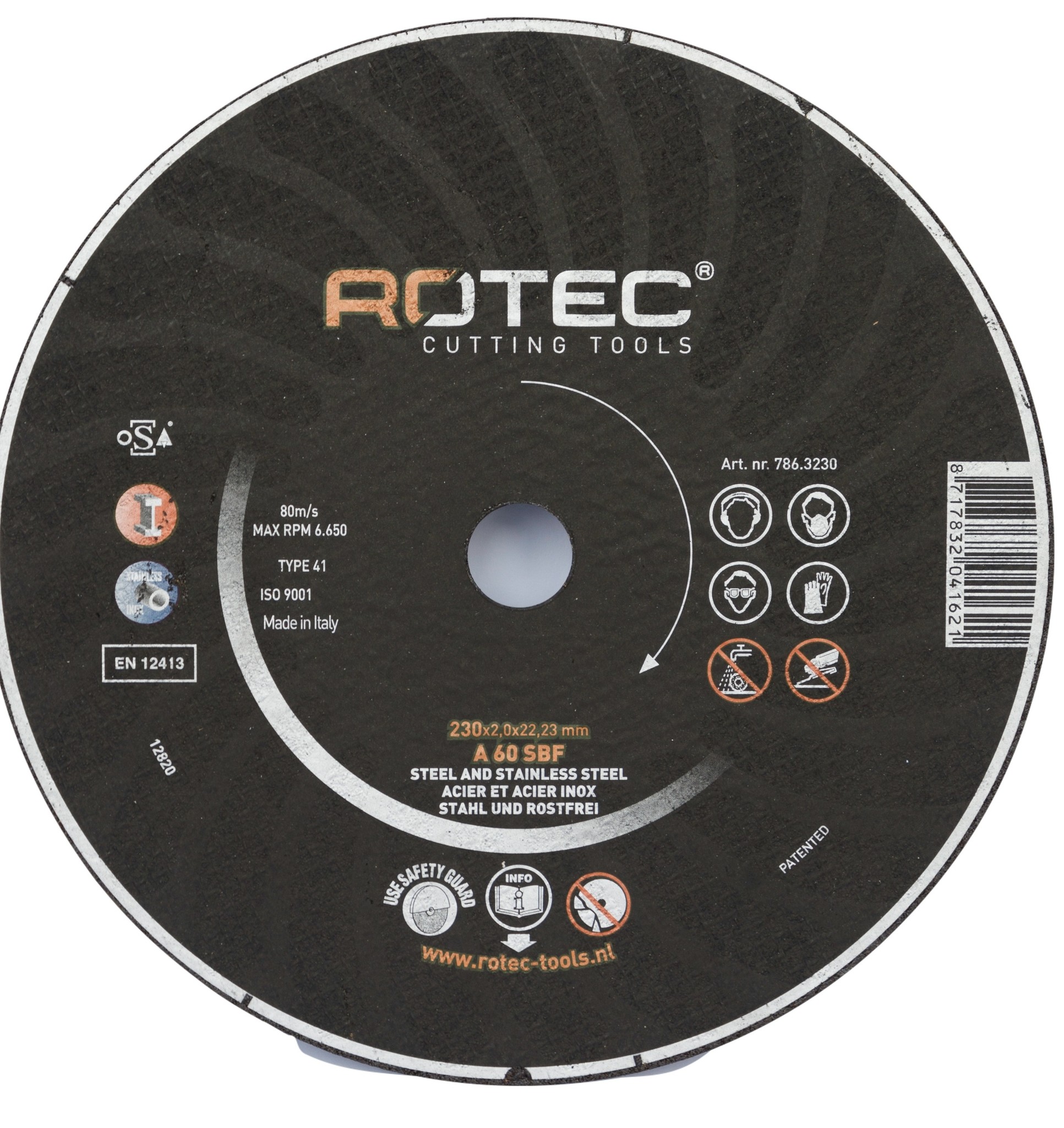 Rotec Doorslijpschijf t.b.v. staal en RVS  ø230x2,0xø22,2 Goldline (25 stuks)