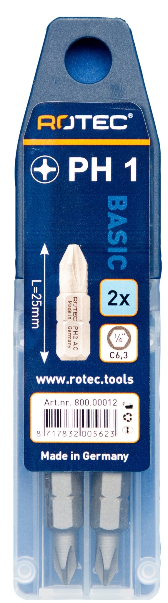 Rotec PRO Bit PH1 (Philips) L 25mm 2 stuks