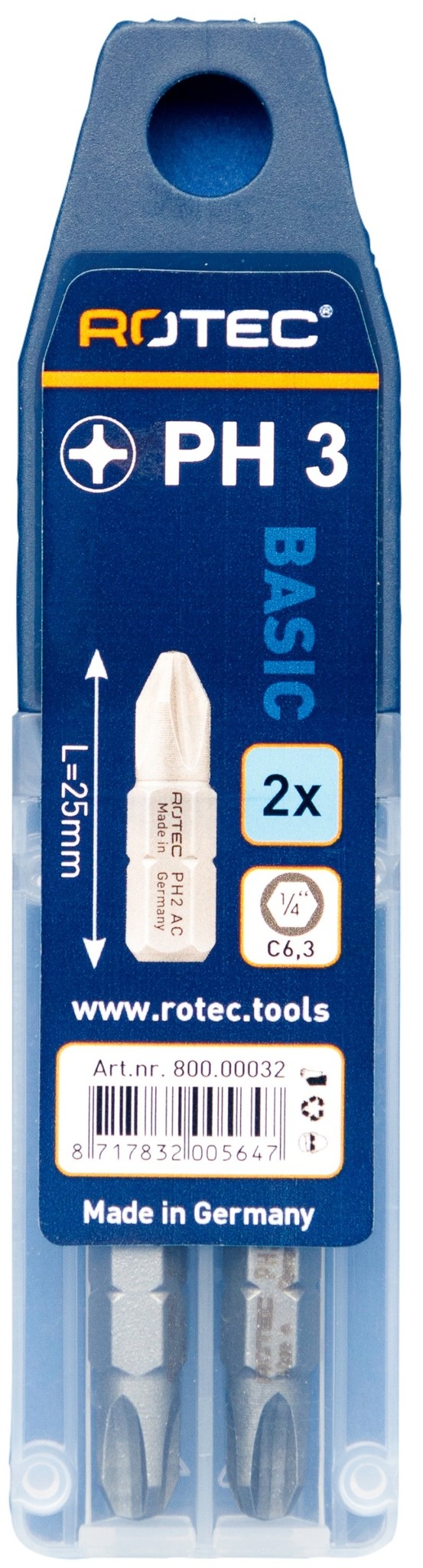 Rotec PRO Bit PH3 (Philips) L 25mm 2 stuks