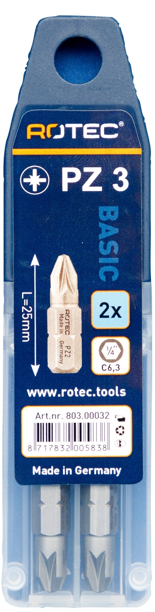 Rotec PRO Bit PZ2 (Pozi) L 25mm 2 stuks