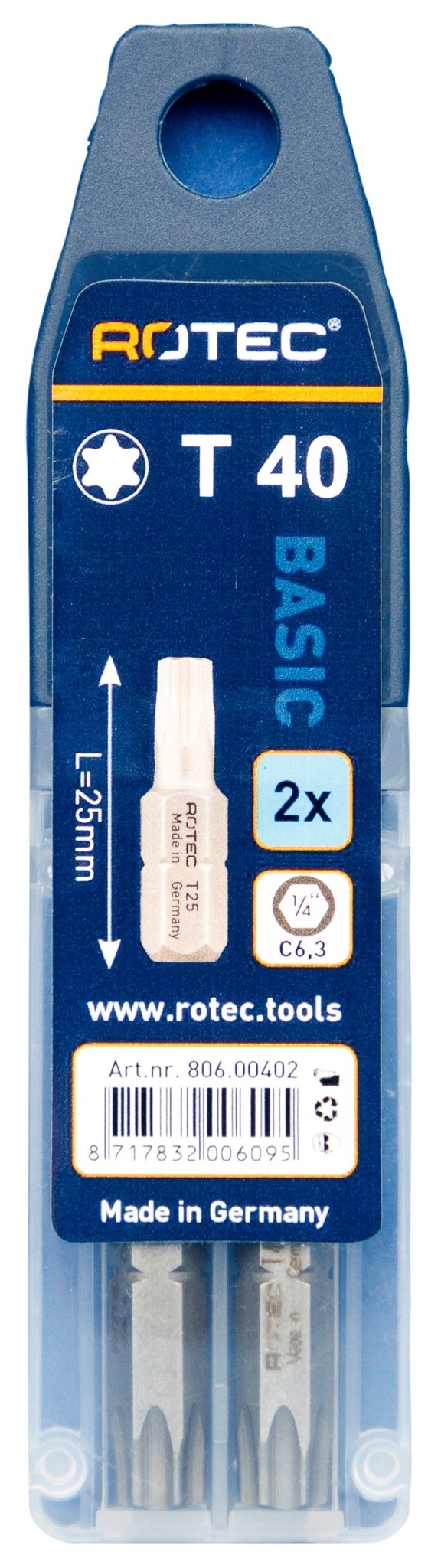 Rotec PRO Bit T40 (Torx) L 25mm 2 stuks