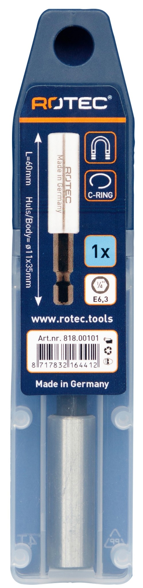 Rotec Bithouder E6.3x60 ø11x35 magnetisch MCR