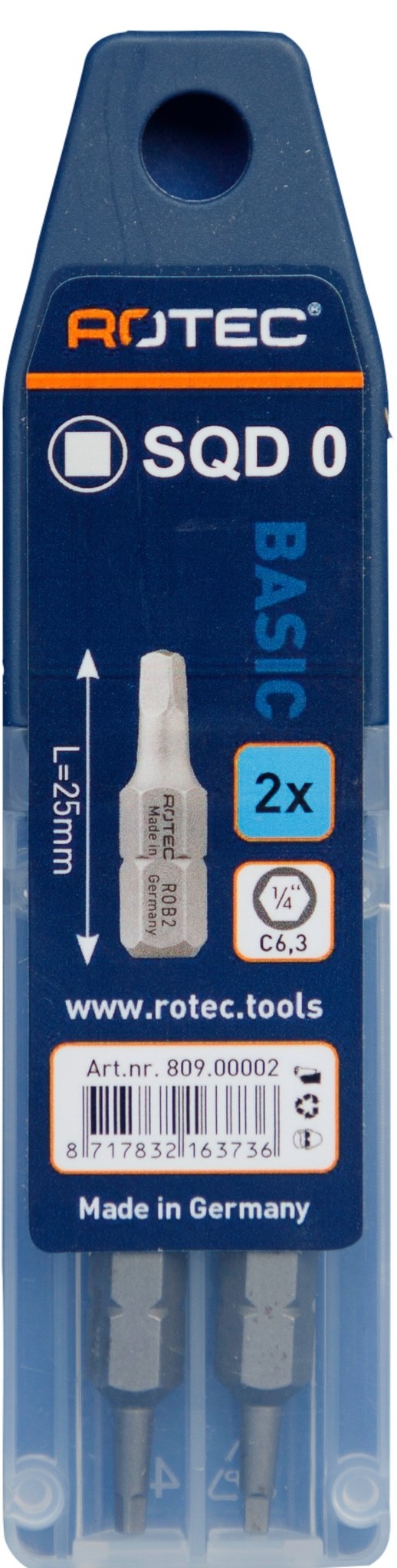 PRO Bit SQD-0   25 mm (vierkant robertson) 2 stuks