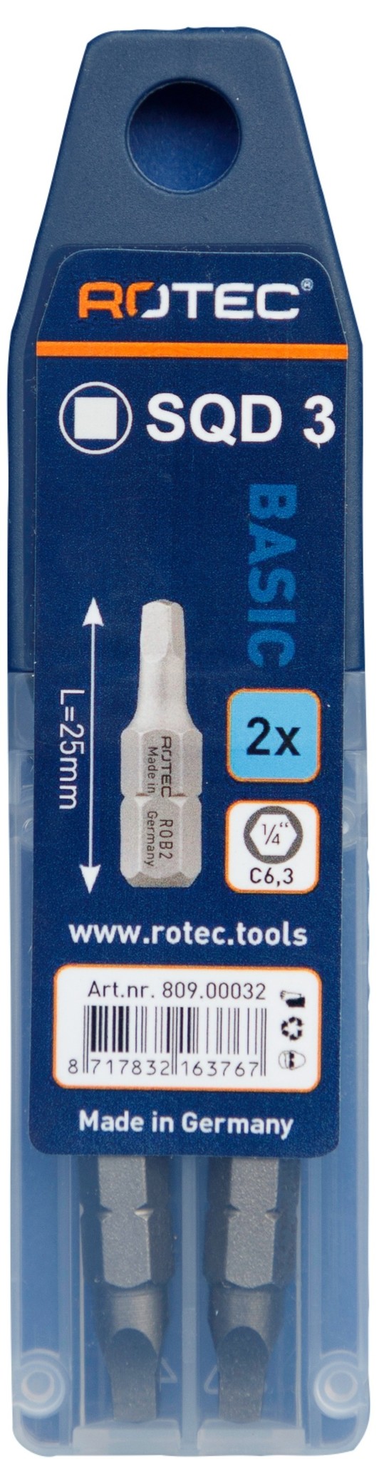 PRO Bit SQD-3   25 mm (vierkant robertson) 2 stuks