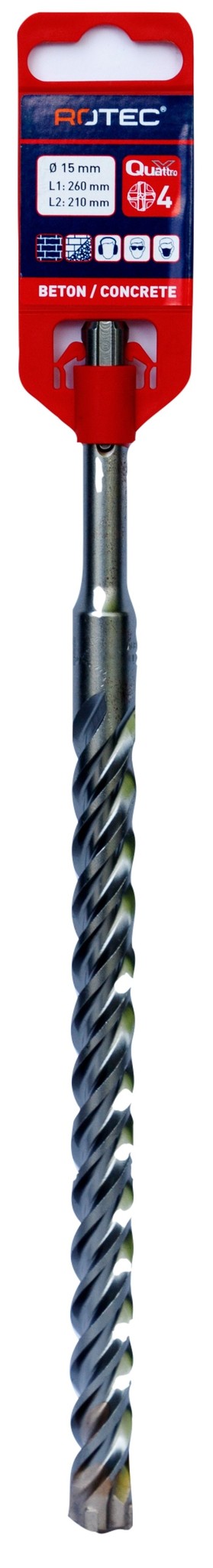 Rotec Hamerboor SDS plus Quattro-X 15,0x210/260