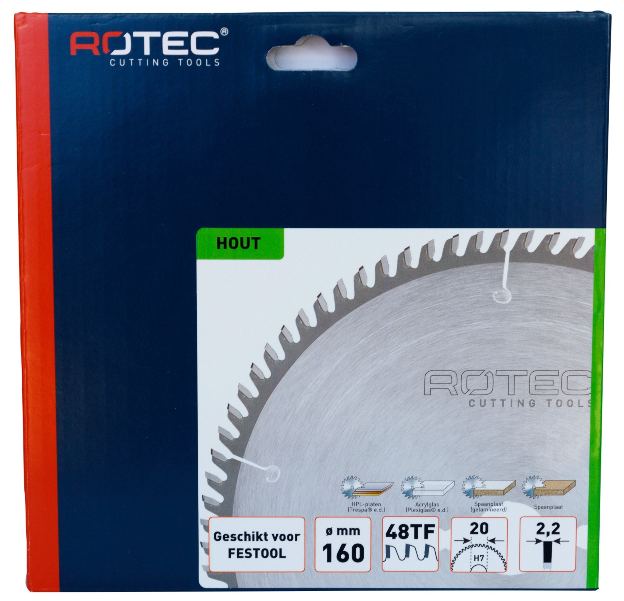 Rotec HM Formaatzaagblad Trapezium/Vlak ø160x20 Z48 TF
