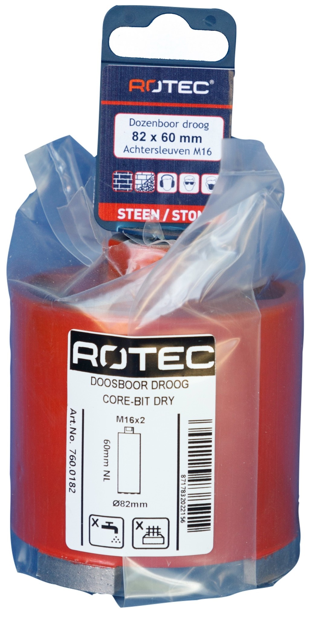 Rotec Dozenboor Premium 4-segm. Ø 82 mm   M16 aansluiting