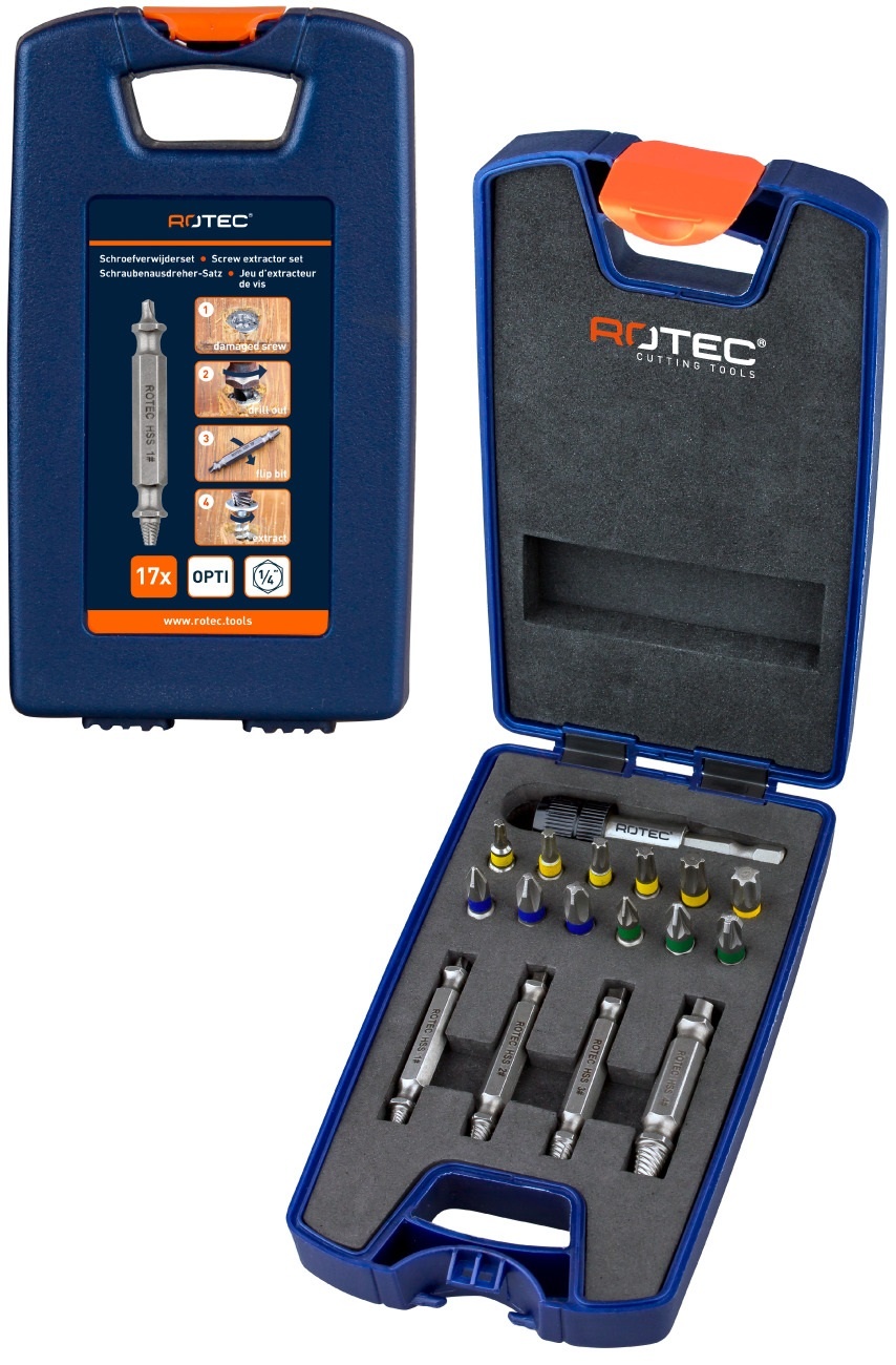 Rotec OPTI Schroefverwijderset 17-dlg