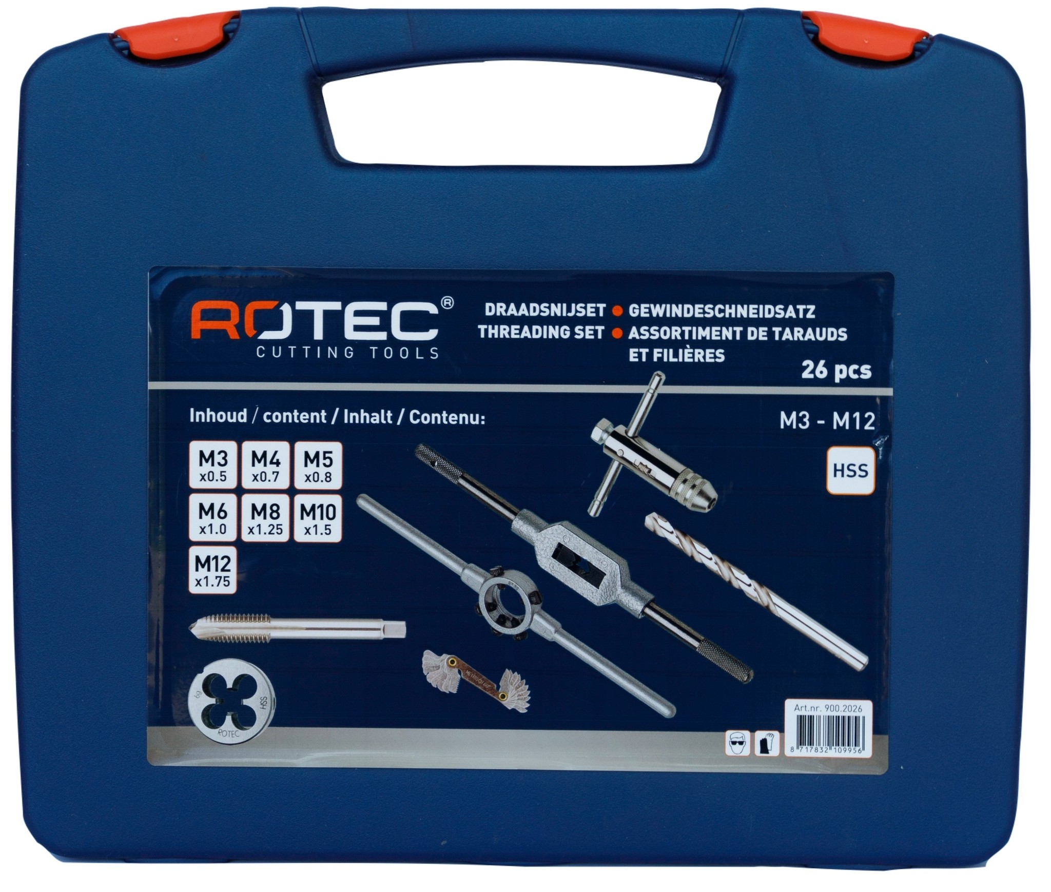 Handtapset + snijplaten set 26 delig metrich M3-M12K