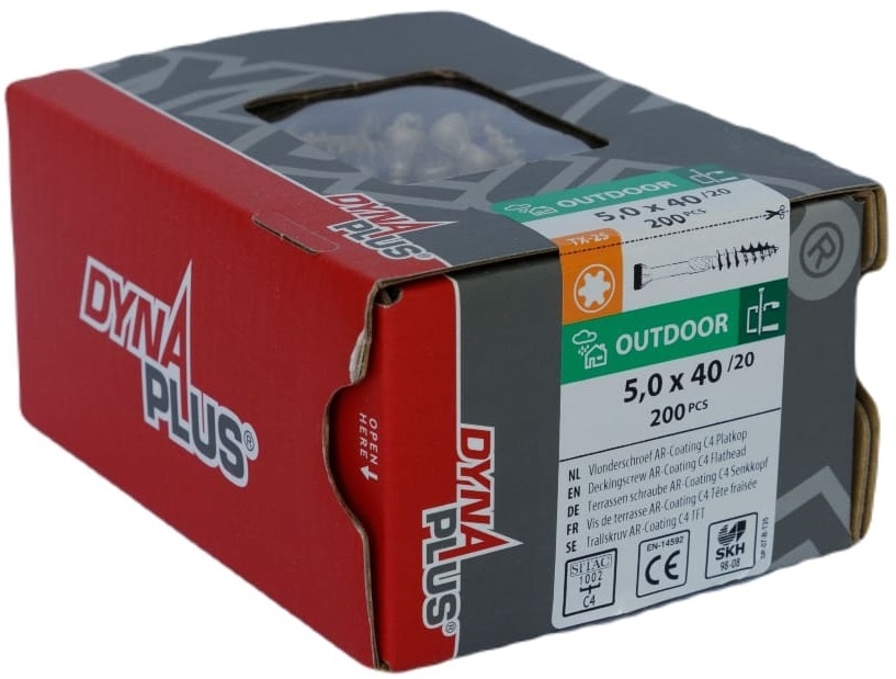 DYNAPLUS VLONDERSCHROEF XTREME AR-BRONZE PK-60° +SNIJPUNT TX-25 5.0X40/18 (200)