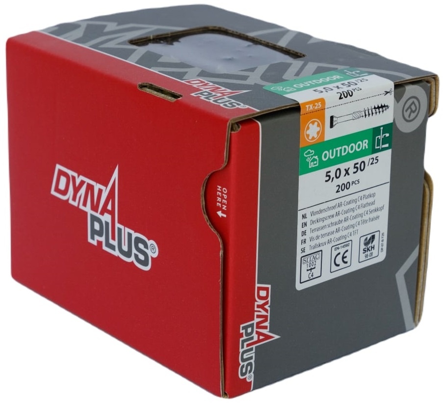 DYNAPLUS VLONDERSCHROEF XTREME AR-BRONZE PK-60° +SNIJPUNT TX-25 5.0X50/24   (200)