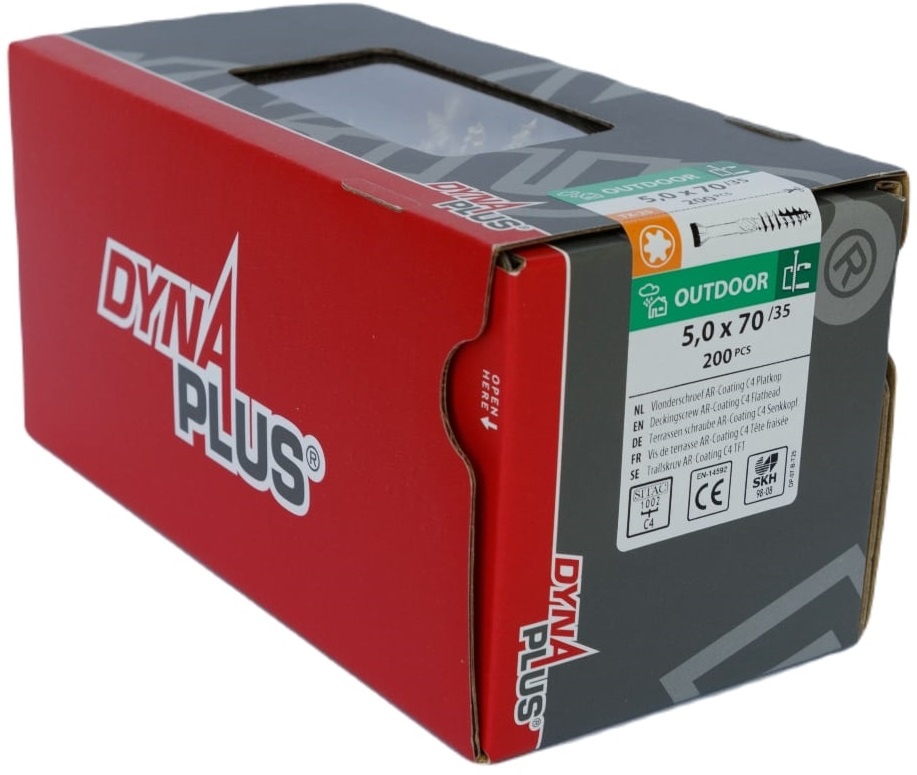 DYNAPLUS VLONDERSCHROEF XTREME AR-BRONZE PK-60° +SNIJPUNT TX-25 5.0X70/35   (200)