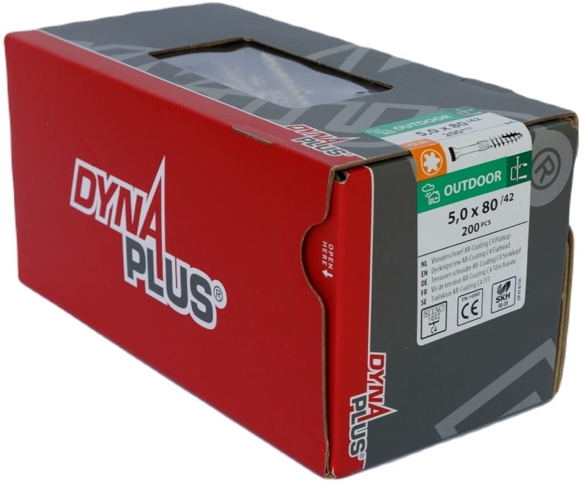 DYNAPLUS VLONDERSCHROEF XTREME AR-BRONZE PK-60° +SNIJPUNT TX-25 5.0X80/42   (200)