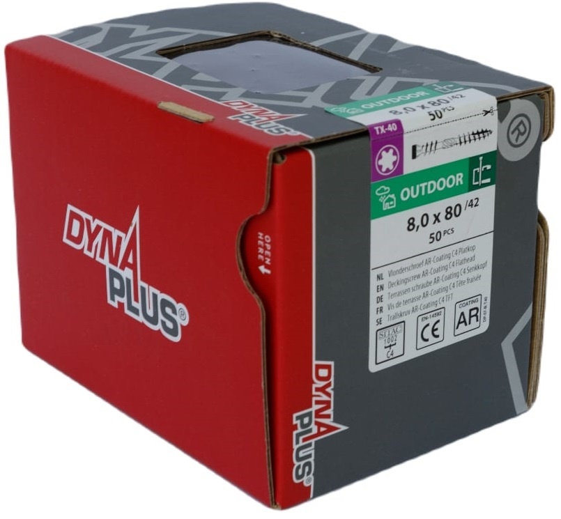 DYNAPLUS VLONDERSCHROEF XTREME AR-BRONZE PK-60° +SNIJPUNT TX-40 8.0X80/42   (50)