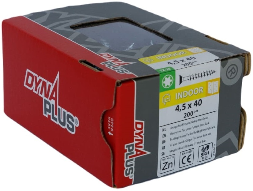 DYNAPLUS BESLAGSCHROEF VZ PK-8MM ZWARTE KOP TX-20 4.5X40   (200)