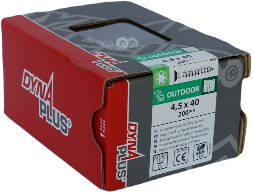 DYNAPLUS BESLAGSCHROEF AR-SILVER PK-8MM TX-20 4.5X40   (200)