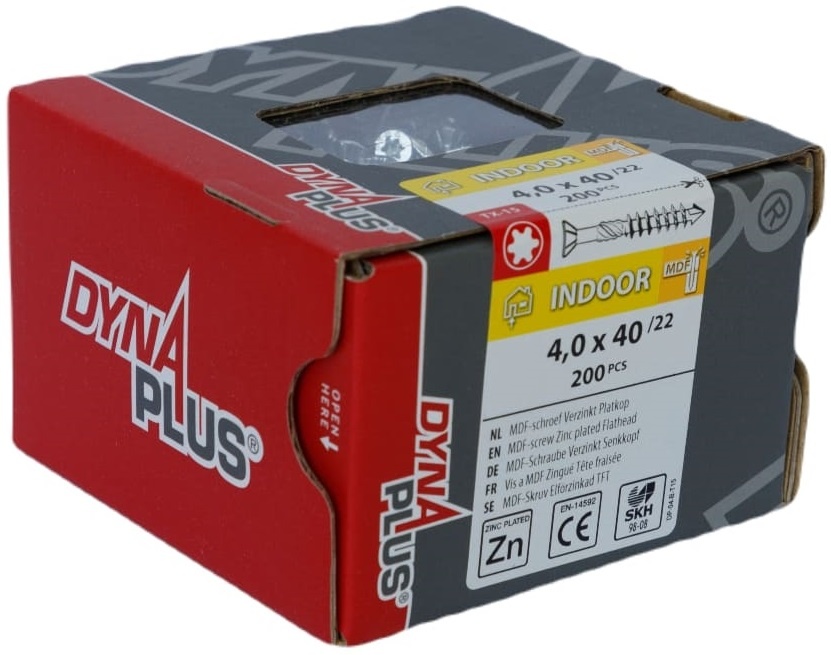 DYNAPLUS MDF-SCHROEF VZ PK-75Â° TX-15 4.0X40/22   (200)