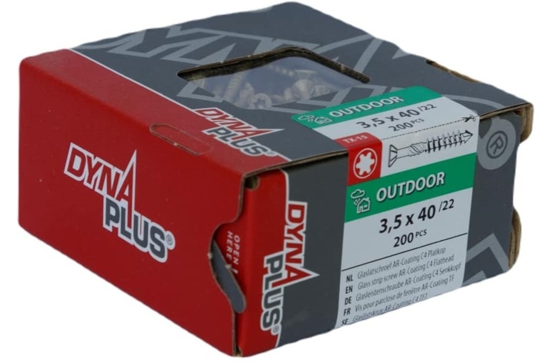 DYNAPLUS GLASLATSCHROEF AR-BRONZE PK-75Â° TX-15 3.5X40/22   (200)