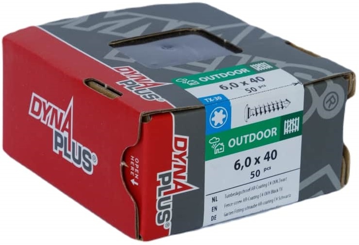 DYNAPLUS TUINBESLAGSCHROEF AR-SILVER OVK ZWARTE KOP TX-30 6.0X40   (50)