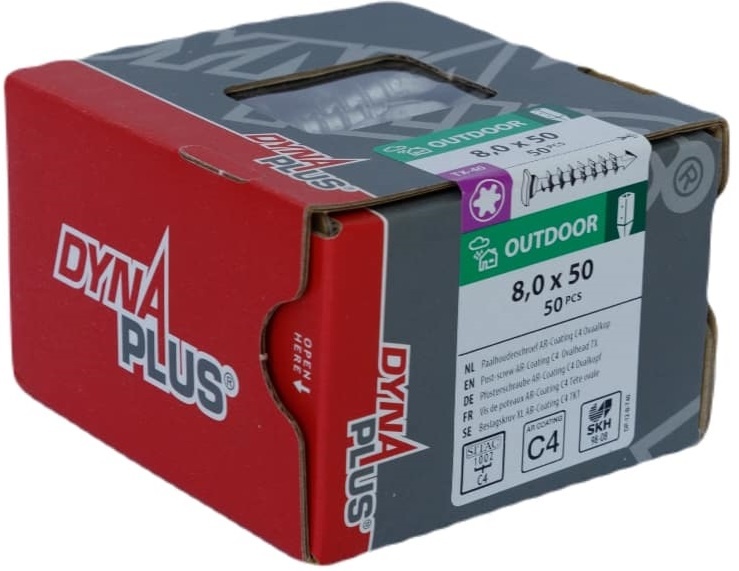 DYNAPLUS PAALHOUDERSCHROEF AR-SILVER OVK TX-40 8.0X50   (50)