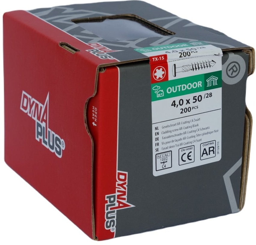 DYNAPLUS GEVELSCHROEF AR-BRONZE CK ZWARTE KOP TX-15 4.0X50/28  (200)