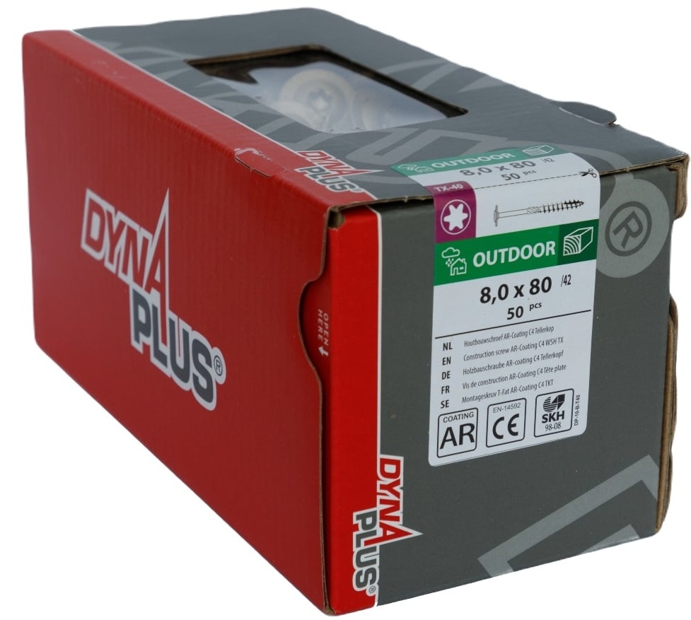 DYNAPLUS TELLERKOPSCHROEF AR-BRONZE TK TX-40 8.0X80/42   (50)