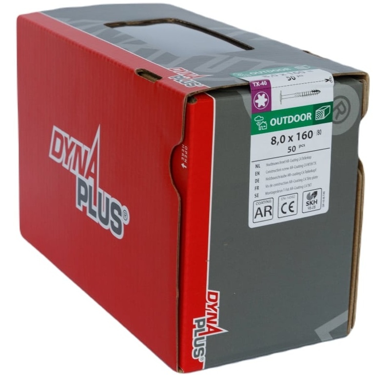 DYNAPLUS TELLERKOPSCHROEF AR-BRONZE TK TX-40 8.0X160/80 (50)