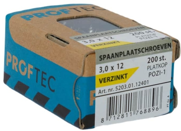 PROFTEC SPAANPLAATSCHR. VZ PK PZ-1 3.0X12   (200)