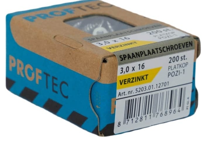 PROFTEC SPAANPLAATSCHR. VZ PK PZ-1 3.0X16   (200)