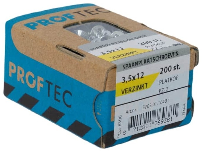 PROFTEC SPAANPLAATSCHR. VZ PK PZ-2 3.5X12 (200)