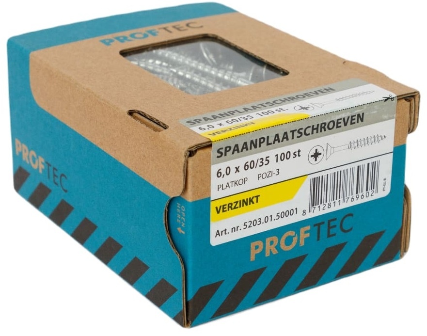 PROFTEC SPAANPLAATSCHR. VZ PK PZ-3 6.0X60/35 (100)