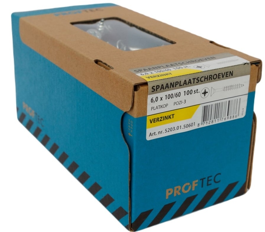 PROFTEC SPAANPLAATSCHR. VZ PK PZ-3 6.0X100/60   (100)