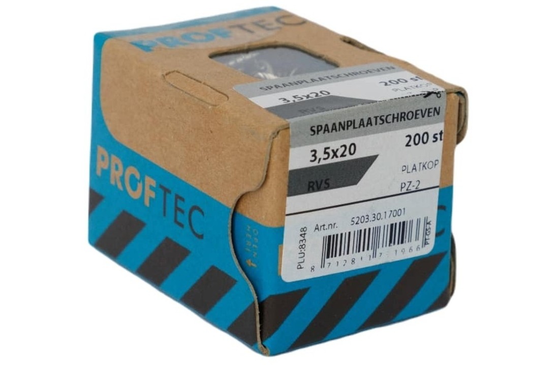 PROFTEC SPAANPLAATSCHR. RVS-A2 PK PZ-2 3.5X20 (200)