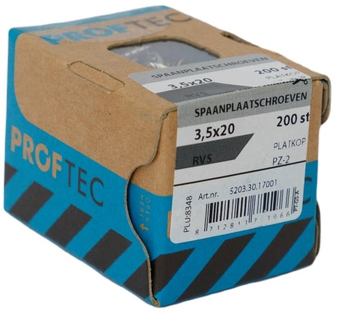 PROFTEC SPAANPLAATSCHR. RVS-A2 PK PZ-2 3.5X20   (200)