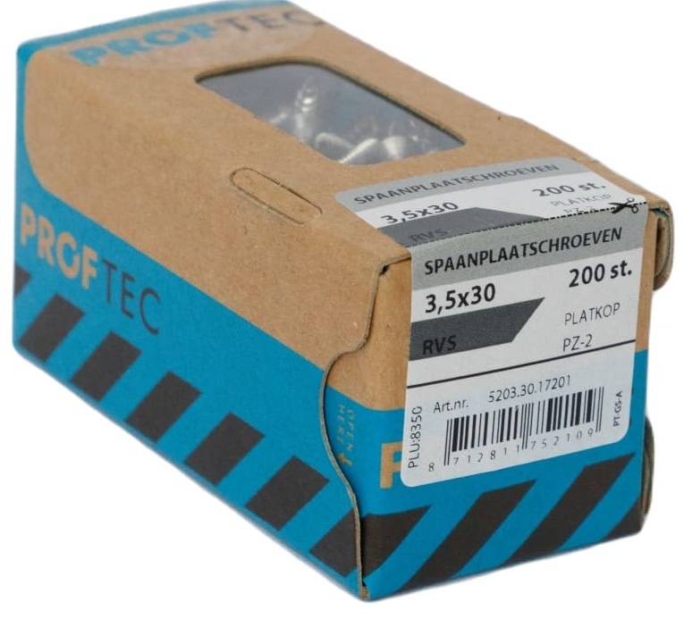 PROFTEC SPAANPLAATSCHR. RVS-A2 PK PZ-2 3.5X30 (200)
