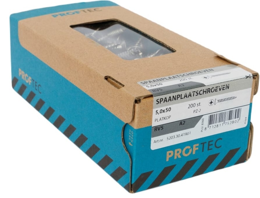 PROFTEC SPAANPLAATSCHR. RVS-A2 PK PZ-2 5.0X50   (200)