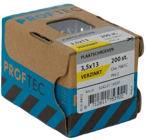 PROFTEC PLAATSCHROEF VZ CK DIN7981 PH-2 3.5X13   (200)